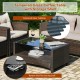 Honhorrs Four-Piece PE-Rattan Patio Set, Cushioned Loveseat and Chairs with Glass-Top Storage Table