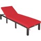 Honhorrs PE Wicker Patio Chaise Lounger, Six Recline Positions with Padded Cushion and Metal Frame