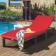 Honhorrs PE Wicker Patio Chaise Lounger, Six Recline Positions with Padded Cushion and Metal Frame
