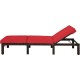 Honhorrs PE Wicker Patio Chaise Lounger, Six Recline Positions with Padded Cushion and Metal Frame