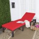 Honhorrs PE Wicker Patio Chaise Lounger, Six Recline Positions with Padded Cushion and Metal Frame
