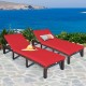 Honhorrs PE Wicker Patio Chaise Lounger, Six Recline Positions with Padded Cushion and Metal Frame