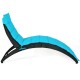 Honhorrs Folding Wicker Patio Lounge Chair, Curved Steel-Supported Seat with Tied Padded Cushion