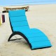 Honhorrs Folding Wicker Patio Lounge Chair, Curved Steel-Supported Seat with Tied Padded Cushion