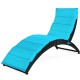 Honhorrs Folding Wicker Patio Lounge Chair, Curved Steel-Supported Seat with Tied Padded Cushion