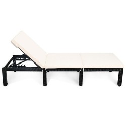 Honhorrs Seven-Position Patio Chaise Lounge, Woven PE Rattan with Cushion Ties and Eight-Leg Support