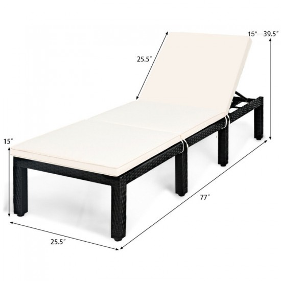 Honhorrs Seven-Position Patio Chaise Lounge, Woven PE Rattan with Cushion Ties and Eight-Leg Support