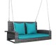 Honhorrs Two-Person Wicker Hanging Porch Swing, Steel Chains with Seat Cushion and Two Back Pads