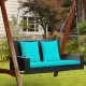 Honhorrs Two-Person Wicker Hanging Porch Swing, Steel Chains with Seat Cushion and Two Back Pads