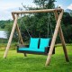 Honhorrs Two-Person Wicker Hanging Porch Swing, Steel Chains with Seat Cushion and Two Back Pads
