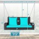 Honhorrs Two-Person Wicker Hanging Porch Swing, Steel Chains with Seat Cushion and Two Back Pads