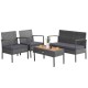 Honhorrs Four-Piece Rattan Patio Set, Loveseat and Two Cushioned Chairs with Acacia Coffee Table