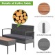 Honhorrs Four-Piece Rattan Patio Set, Loveseat and Two Cushioned Chairs with Acacia Coffee Table