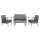 Honhorrs 4-Piece Rattan Patio Conversation Set with Cushions, Loveseat and Glass-Top Coffee Table