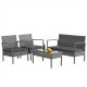 Honhorrs 4-Piece Rattan Patio Conversation Set with Cushions, Loveseat and Glass-Top Coffee Table