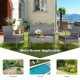 Honhorrs 4-Piece Rattan Patio Conversation Set with Cushions, Loveseat and Glass-Top Coffee Table