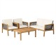 Honhorrs 4-Piece Acacia Wood and PE Rattan Patio Set with Coffee Table and Removable Cushion Covers