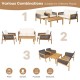 Honhorrs 4-Piece Acacia Wood and PE Rattan Patio Set with Coffee Table and Removable Cushion Covers