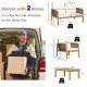 Honhorrs 4-Piece Acacia Wood and PE Rattan Patio Set with Coffee Table and Removable Cushion Covers
