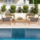 Honhorrs 4-Piece Acacia Wood and PE Rattan Patio Set with Coffee Table and Removable Cushion Covers