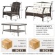 Honhorrs 4-Piece Brown PE Rattan Patio Seating Set with Cushions, Coffee Table and Protective Cover