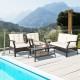 Honhorrs 4-Piece Brown PE Rattan Patio Seating Set with Cushions, Coffee Table and Protective Cover