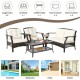 Honhorrs 4-Piece Brown PE Rattan Patio Seating Set with Cushions, Coffee Table and Protective Cover