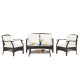 Honhorrs 4-Piece Brown PE Rattan Patio Seating Set with Cushions, Coffee Table and Protective Cover