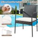 Honhorrs Four Wicker Patio Dining Chairs, Steel Frames with Tied Cushions, Armrests and Foot Pads