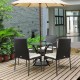 Honhorrs Four Wicker Patio Dining Chairs, Steel Frames with Tied Cushions, Armrests and Foot Pads