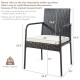 Honhorrs Four Wicker Patio Dining Chairs, Steel Frames with Tied Cushions, Armrests and Foot Pads
