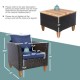 Owlyin Three-Piece Rattan Patio Bistro Set, Cushioned Chairs and Acacia Table with Adjustable Feet