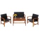 Honhorrs Four-Piece Acacia and PE-Rattan Patio Set, Loveseat, Two Chairs and Matching Coffee Table