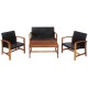 Honhorrs Four-Piece Acacia and PE-Rattan Patio Set, Loveseat, Two Chairs and Matching Coffee Table
