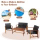 Honhorrs Four-Piece Acacia and PE-Rattan Patio Set, Loveseat, Two Chairs and Matching Coffee Table