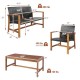 Honhorrs Four-Piece Acacia and PE-Rattan Patio Set, Loveseat, Two Chairs and Matching Coffee Table