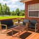 Honhorrs Four-Piece Acacia and PE-Rattan Patio Set, Loveseat, Two Chairs and Matching Coffee Table