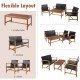 Honhorrs Four-Piece Acacia and PE-Rattan Patio Set, Loveseat, Two Chairs and Matching Coffee Table