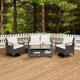 Honhorrs Four-Piece Wicker Conversation Set, Loveseat and Chairs with Cushions and Coffee Table