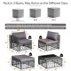 Honhorrs Five-Piece PE Rattan Patio Lounge Set, Cushioned Ottoman and Tempered Glass Coffee Table