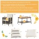 Honhorrs Five-Piece Wicker Patio Seating, Cushioned Armrests and Acacia-Top Table with Lower Shelf