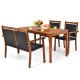 Honhorrs Acacia and Rattan Patio Dining Set: Table, Loveseat and Two Chairs with Tuck-Away Storage