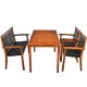 Honhorrs Acacia and Rattan Patio Dining Set: Table, Loveseat and Two Chairs with Tuck-Away Storage
