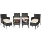 Honhorrs Eight-Piece Wicker Patio Set, Four Chairs, Two Ottomans and Two Glass Tables with Cushions