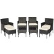 Honhorrs Eight-Piece Wicker Patio Set, Four Chairs, Two Ottomans and Two Glass Tables with Cushions