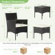 Honhorrs Eight-Piece Wicker Patio Set, Four Chairs, Two Ottomans and Two Glass Tables with Cushions