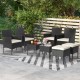 Honhorrs Eight-Piece Wicker Patio Set, Four Chairs, Two Ottomans and Two Glass Tables with Cushions