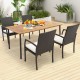 Honhorrs Four PE Wicker Patio Dining Armchairs, Cushioned Sixteen-Inch Seats with Adjustable Feet