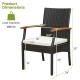 Honhorrs Five-Piece Patio Wicker Dining Set, Cushioned Chairs and Acacia Table with Umbrella Opening