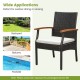 Honhorrs Five-Piece Patio Wicker Dining Set, Cushioned Chairs and Acacia Table with Umbrella Opening